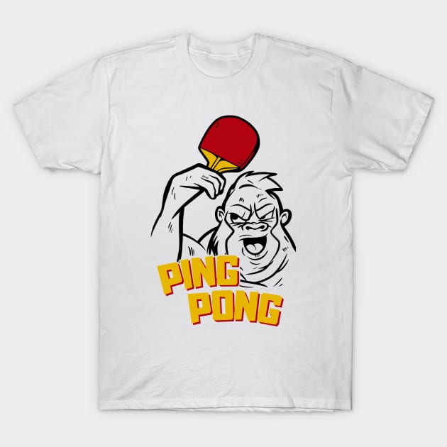 Ping Pong Gorilla T-Shirt by Bruno Pires